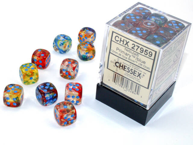 Chessex: 12mm D6 Nebula Primary/Blue Block (36 dice)