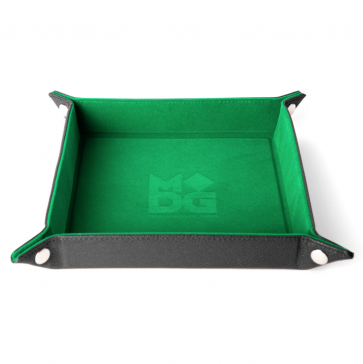 MDG Fold up Velvet Dice Tray w/ PU Leather Backing Green