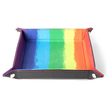 MDG Fold up Velvet Dice Tray w/ PU Leather Backing Watercolour Rainbow