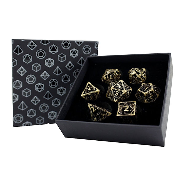 Metal RPG Dice - Hollow Dragon Tarnished Gold