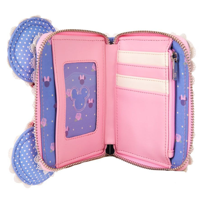 Loungefly - Disney: Minnie Floral & Lace Ears Zip Around Wallet