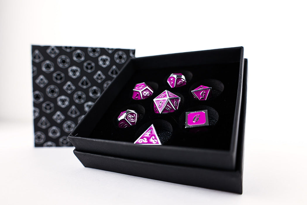 Metal RPG Dice - Serif Purple & Silver