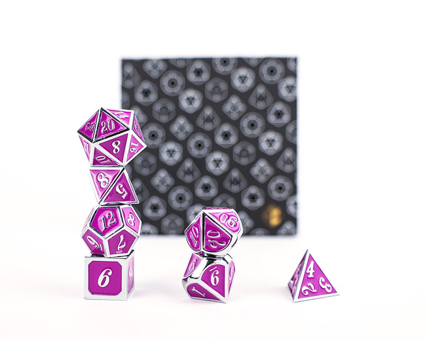 Metal RPG Dice - Serif Purple & Silver