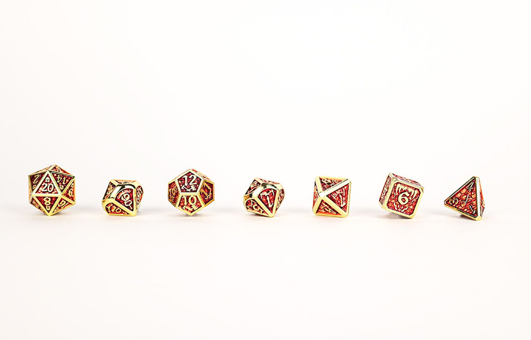 Metal RPG Dice - Draco Dark Red/Gold