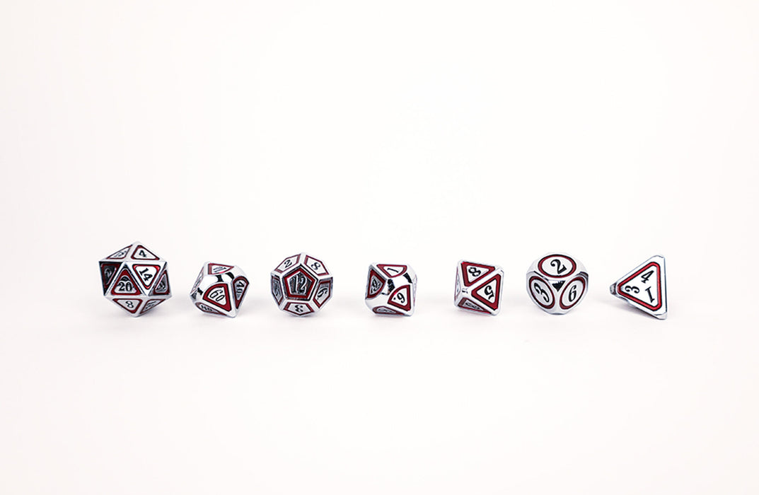 Metal RPG Dice - Concentric Black/Red/Silver
