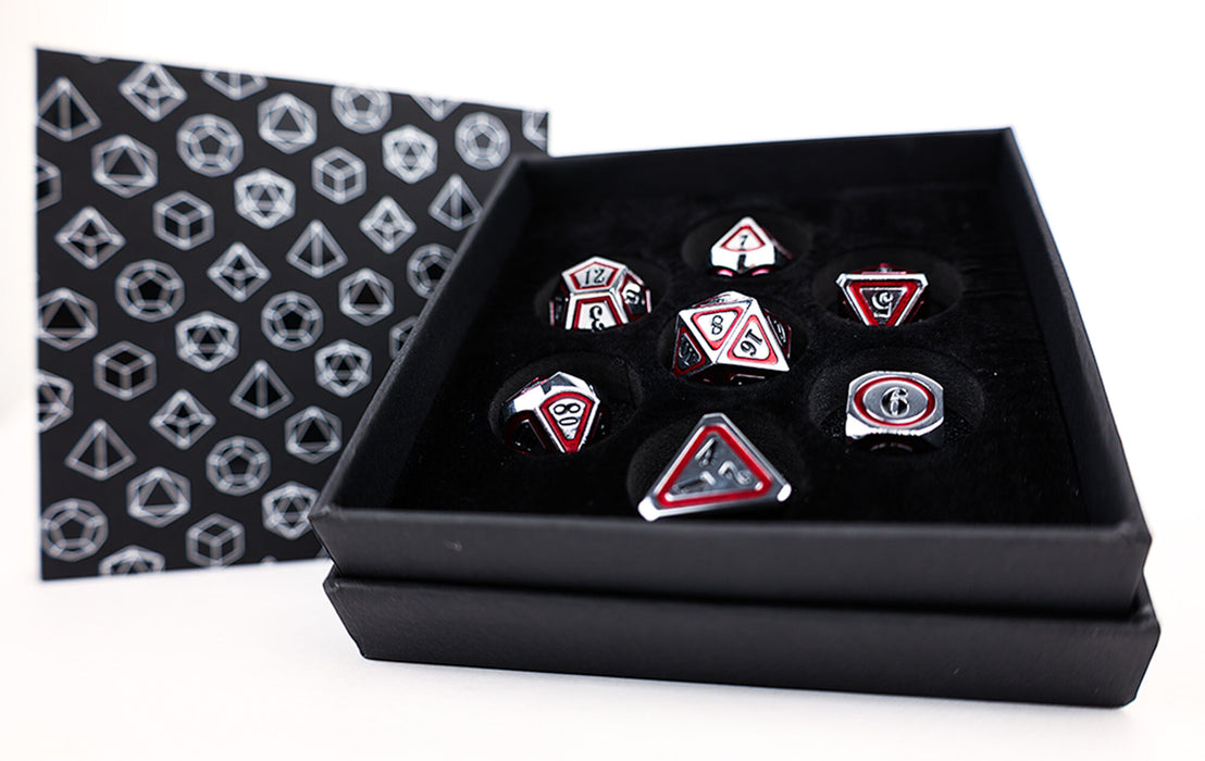 Metal RPG Dice - Concentric Black/Red/Silver