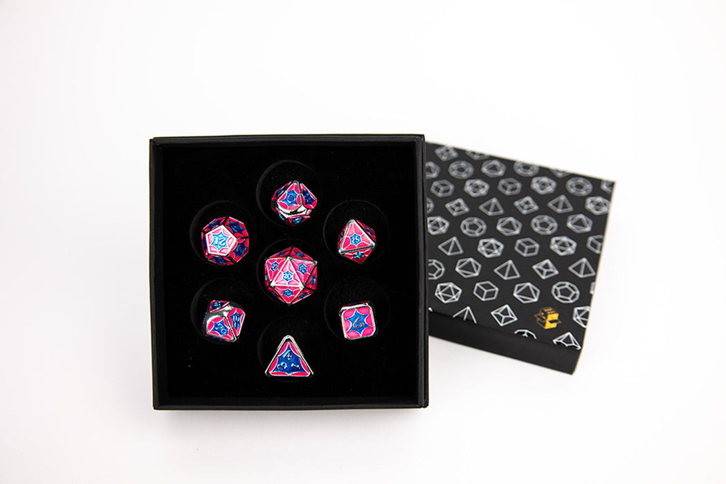 Metal RPG Dice - Leadlight Blue/Pink/Silver
