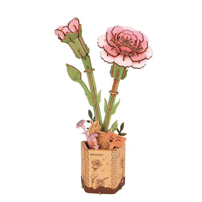 Robotime Wood Bloom Pink Carnation