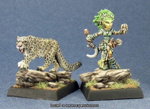 Reaper: Pathfinder Miniatures: Lini, Iconic Druid & Droogam