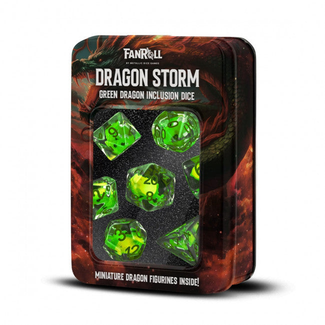 MDG 16mm Resin Dragon Storm Dice: Inclusion Green Dragon