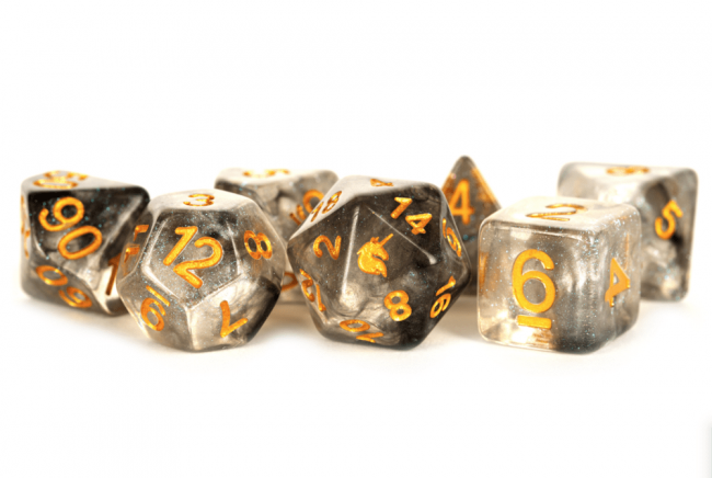 MDG 16mm Resin Polyhedral Dice Set: Unicorn Rogue Rage