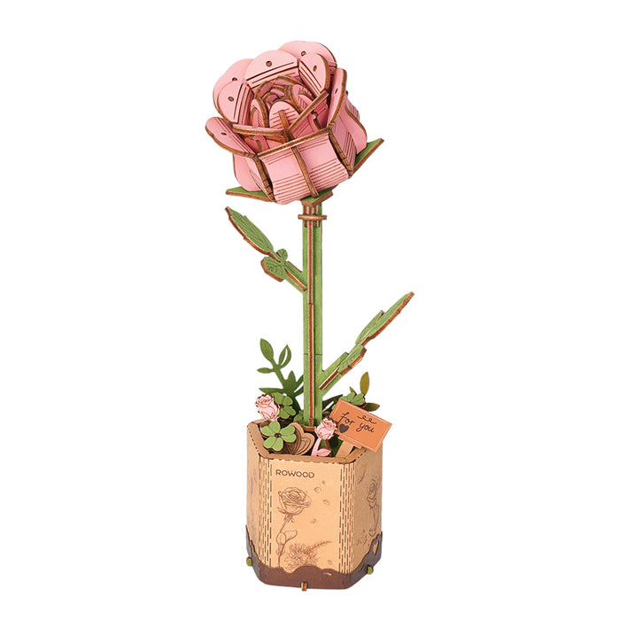 Robotime Wood Bloom Pink Rose