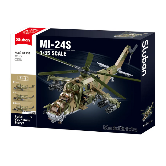Sluban - MB MI-24S Helicopter Gunship 3 In 1