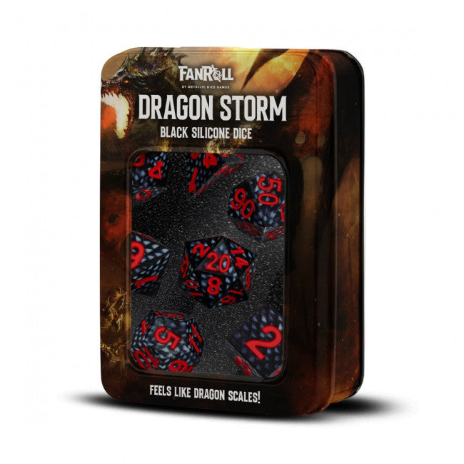 MDG 16mm Silicone Dragon Storm Dice: Black Dragon Scales