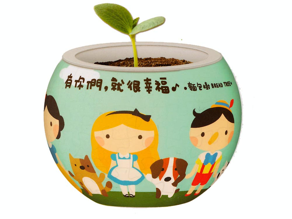 3D Flowerpot Happy W/Friends