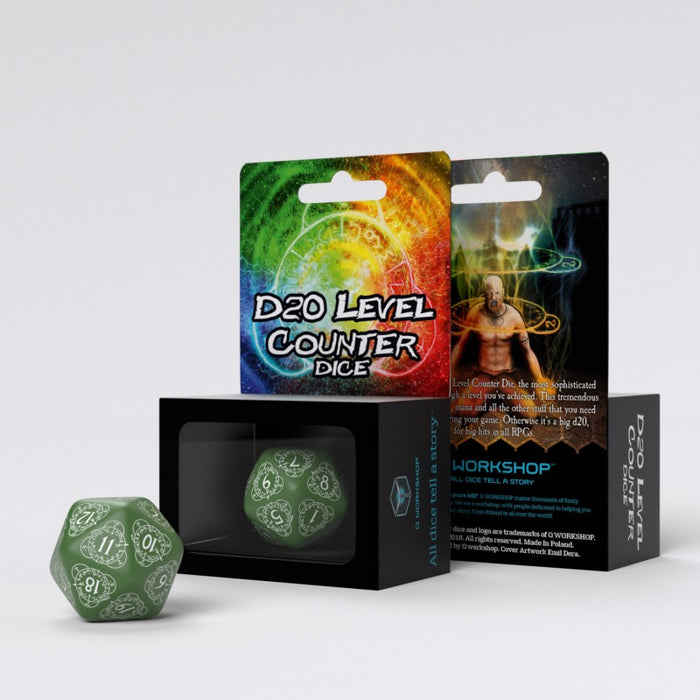 D20 Green & White Card Game Counter