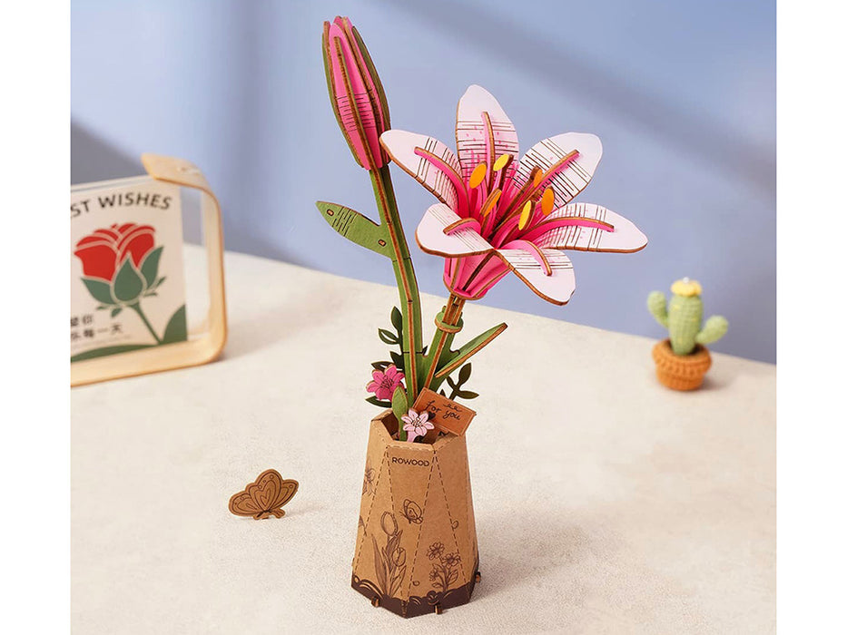 Robotime Wood Bloom Pink Lily