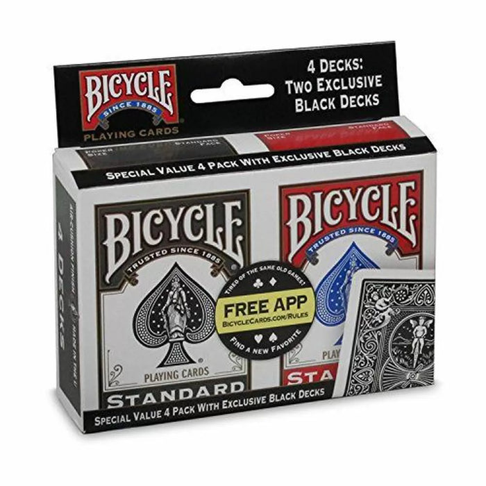 Bicycle: Standard Index 4 Playing Cards Pack - Black & Red