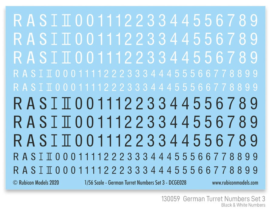 German Turret Numbers #3 (Black & White Lettering)
