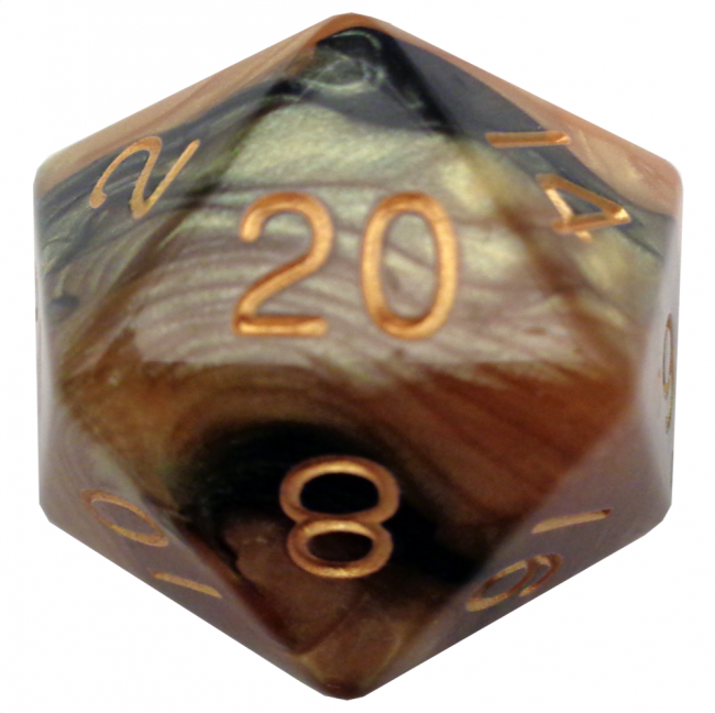 MDG 35mm Mega Acrylic d20: Black/Yellow w/ Gold Numbers