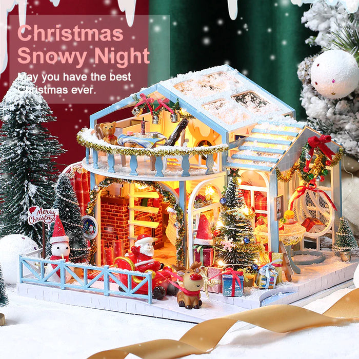 Christmas Snowy Night House