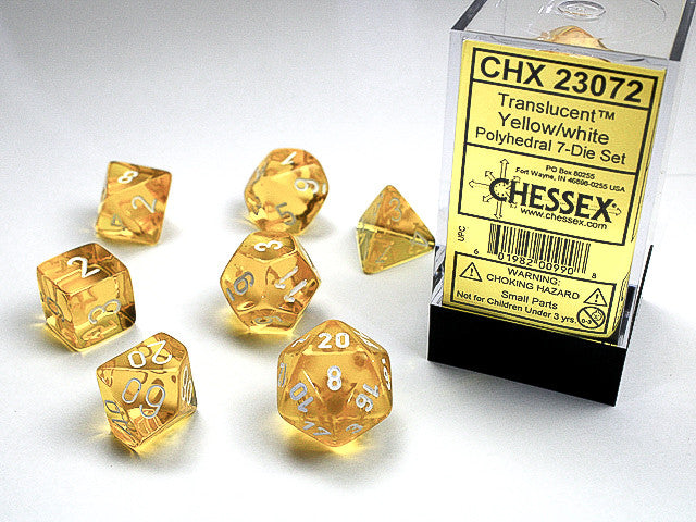 Chessex: Yellow/white Translucent Polyhedral 7-Die Set