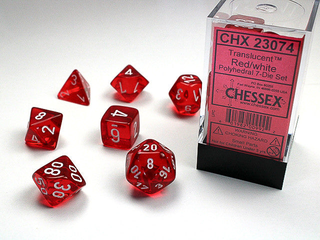 Chessex: Polyhedral 7-Die Set Translucent Red/White