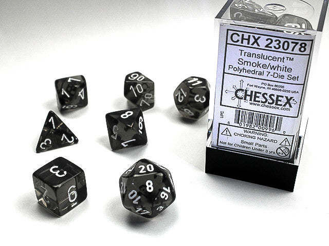 Chessex: Smoke/white Translucent Polyhedral 7-Die Set