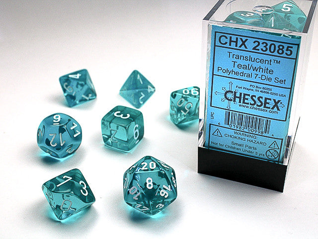 Chessex: Polyhedral 7-Die Set Translucent Teal/White