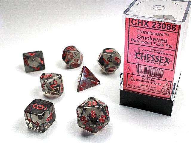 Chessex: Smoke/red Translucent Polyhedral 7-Die Set