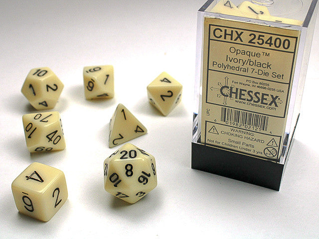 Chessex: Ivory/Black Opaque Polyhedral 7-Die Set