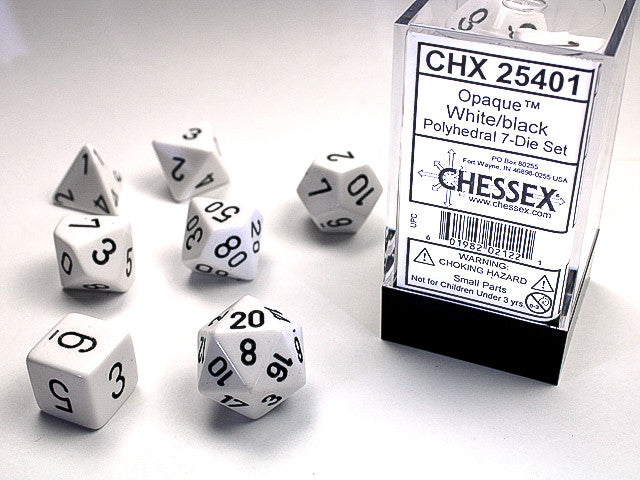 Chessex: Polyhedral 7-Die Set Opaque White/Black