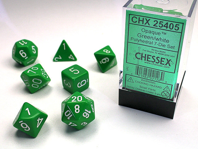 Chessex: Polyhedral 7-Die Set Opaque Green/White