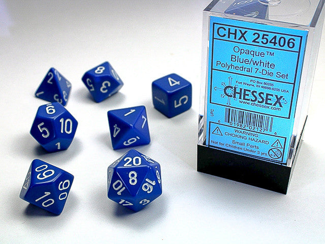 Chessex: Polyhedral 7-Die Set Opaque Blue/White