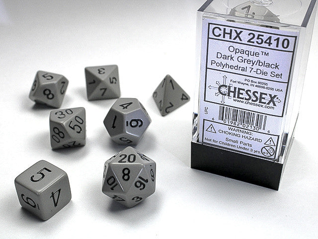 Chessex: Polyhedral 7-Die Set Opaque Dark Grey/Black