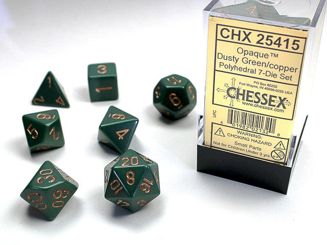 Chessex: Polyhedral 7-Die Set Opaque Dusty Green/Gold
