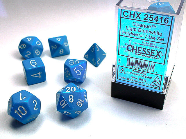 Chessex: Light Blue/White Opaque Polyhedral 7-Die