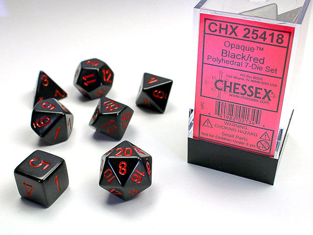 Chessex: Polyhedral 7-Die Set Opaque Black/Red