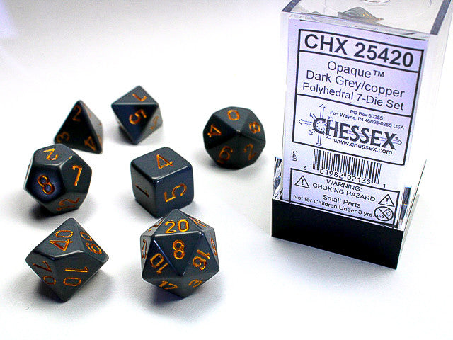 Chessex: Polyhedral 7-Die Set Opaque Dark Grey/Copper