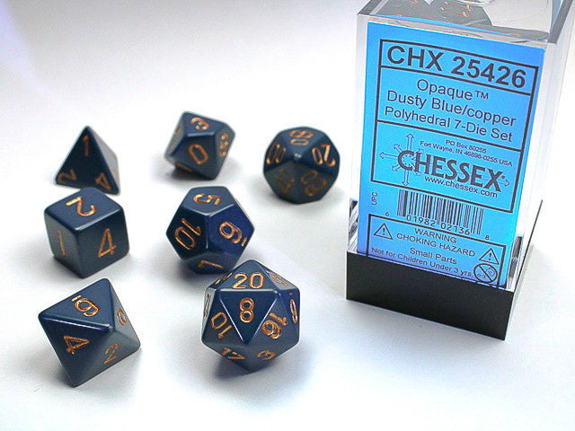 Chessex: Polyhedral 7-Die Set Opaque Dusty Blue/Copper