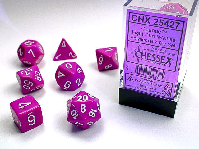 Chessex: Polyhedral 7-Die Set Opaque Light Purple/White