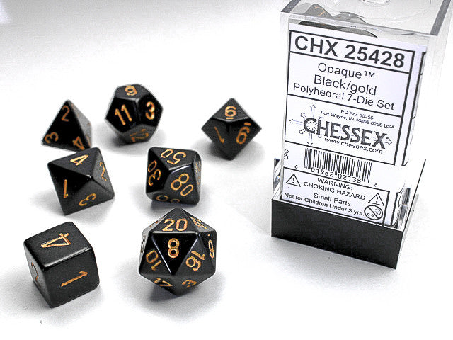 Chessex: Black/Gold Opaque Polyhedral 7-Die Set