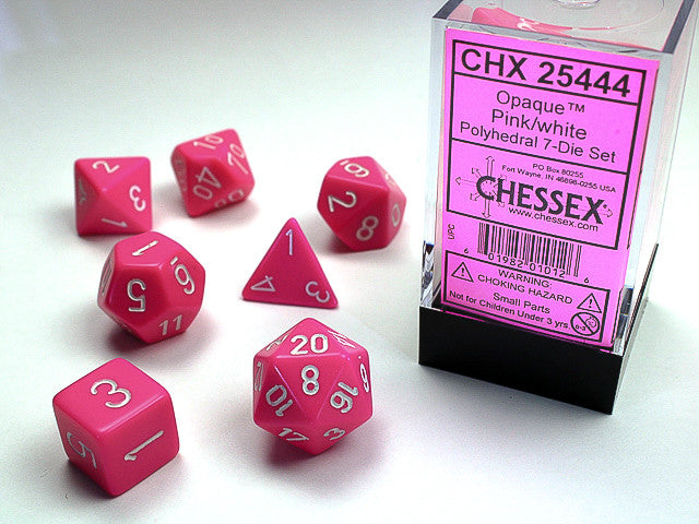Chessex: Polyhedral 7-Die Set Opaque Pink/White