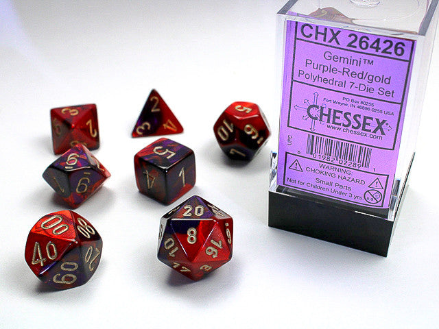 Chessex: Polyhedral 7-Die Set Gemini Purple-Red/Gold