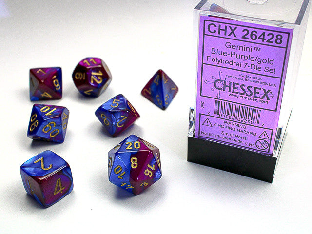 Chessex: Polyhedral 7-Die Set Gemini Blue-Purple/Gold
