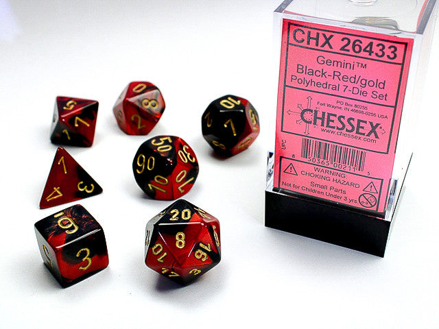 Chessex: Polyhedral 7-Die Set Gemini Black-Red/Gold