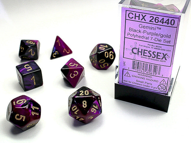 Chessex: Polyhedral 7-Die Set Gemini Black-Purple/Gold