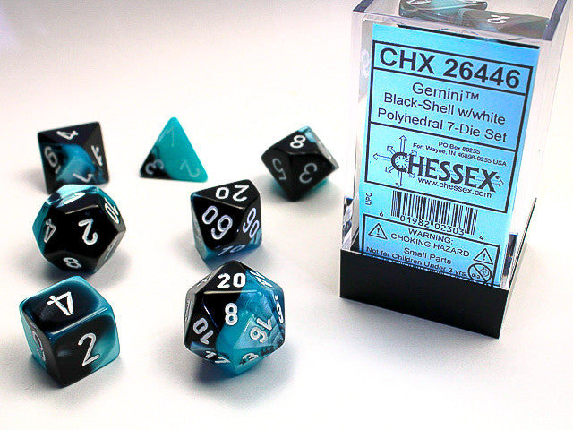 Chessex: Polyhedral 7-Die Set Gemini Black-Shell/White