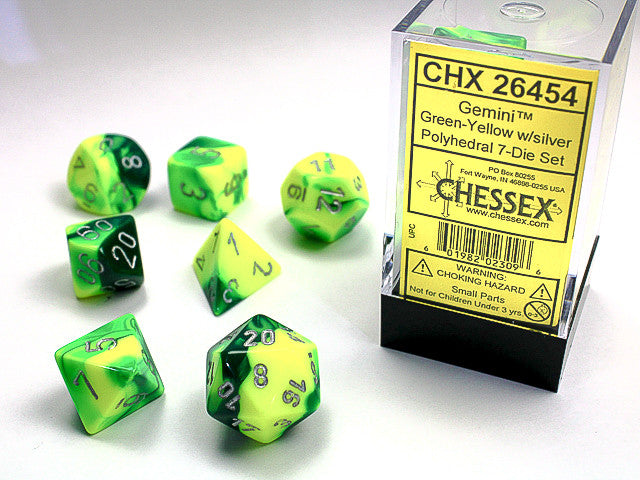 Chessex: Polyhedral 7-Die Set Gemini Green-Yellow/White