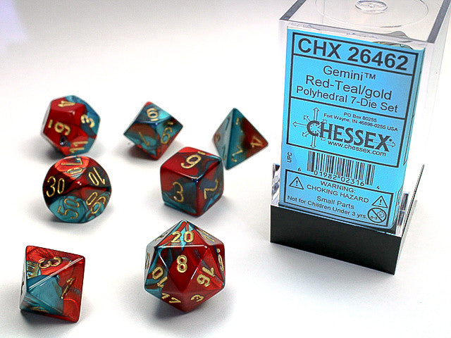 Chessex: Polyhedral 7-Die Set Gemini Red-Teal/Gold